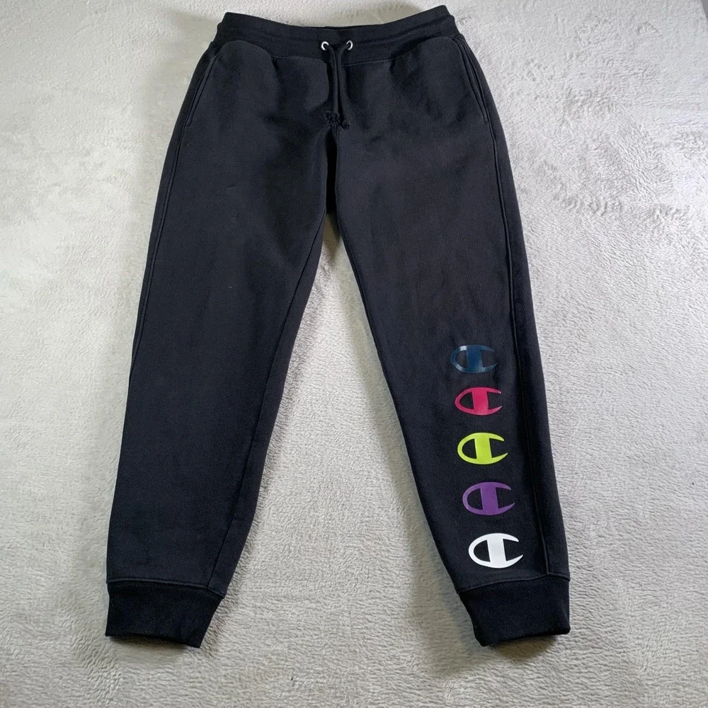 Champion Reverse Weave Sweatpants‎ Mens Medium Black Fleece Jogger C Logo Leg